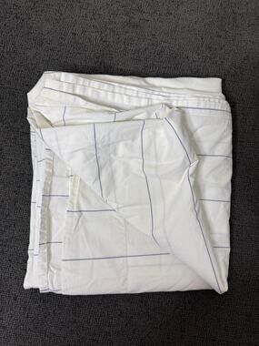 RH Restoration Hardware Flat Sheet Cotton White Blue Stripe King Luxury Bedding